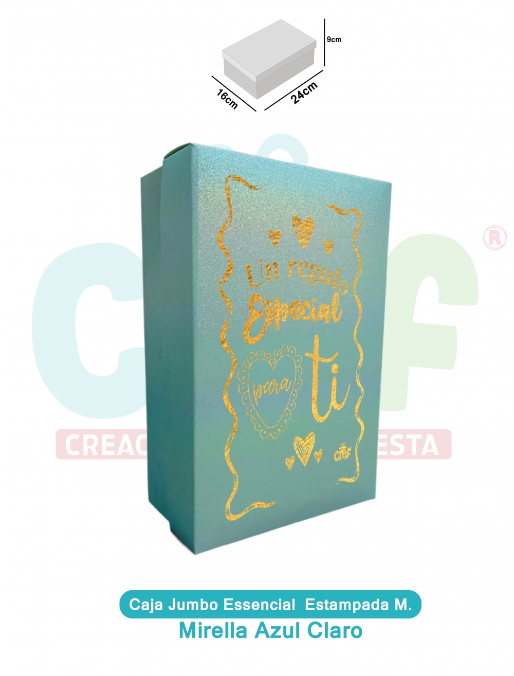 CAJA JUMBO MEDIANA ESSENCIAL ESTAMPADA  MIRELLA AZUL CLARO