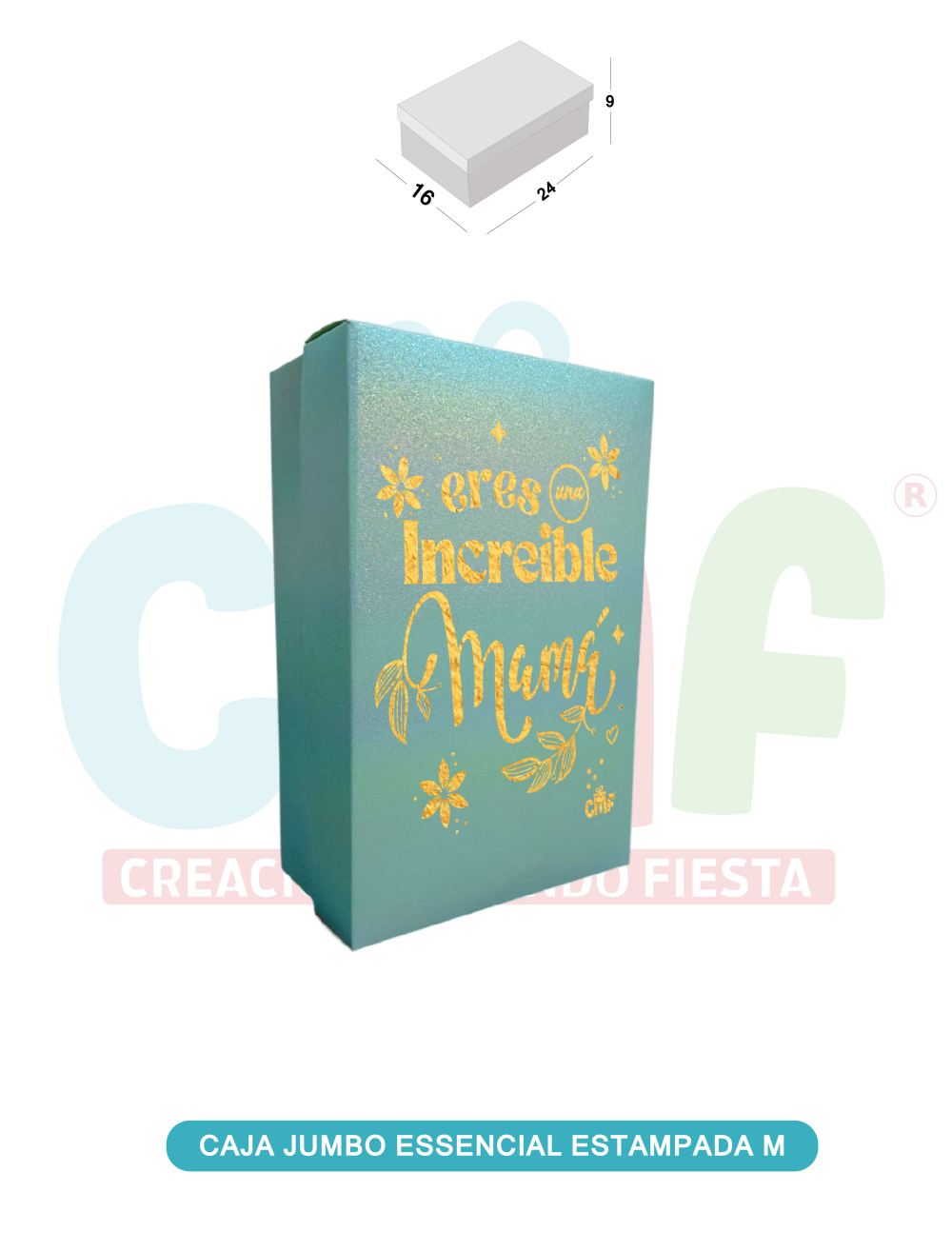 CAJA JUMBO MEDIANA ESSENCIAL ESTAMPADA  MIRELLA AZUL CLARO