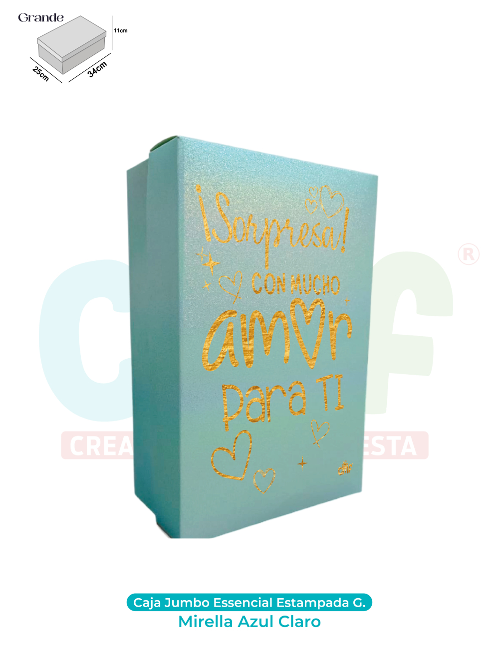 CAJA JUMBO MEDIANA ESSENCIAL ESTAMPADA  MIRELLA AZUL CLARO
