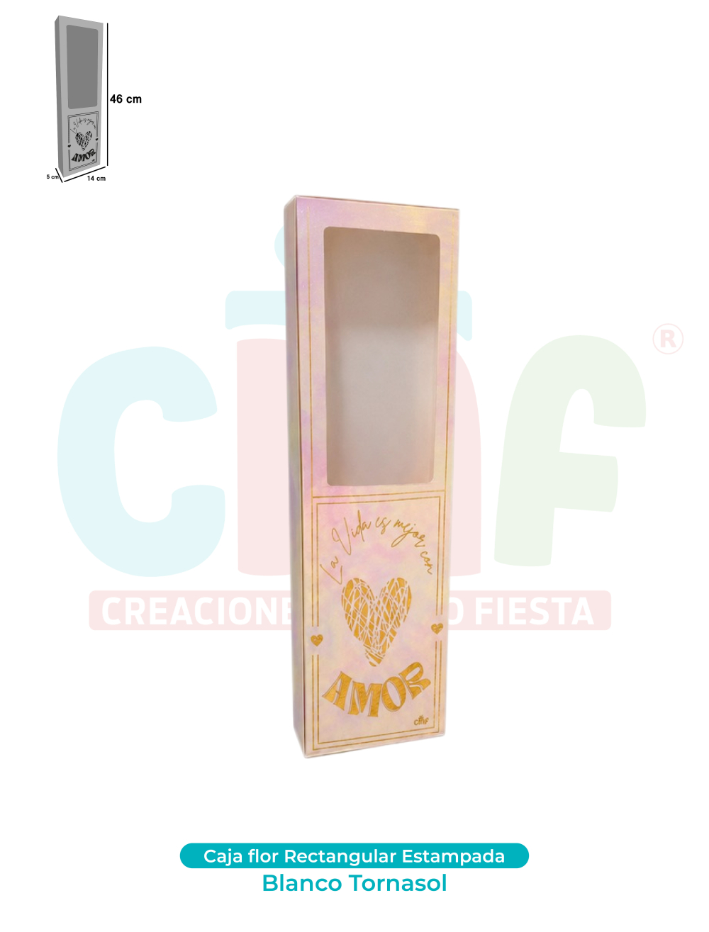 CAJA FLOR ESSENCIAL STAMPADA   TORNASOL BLANCO