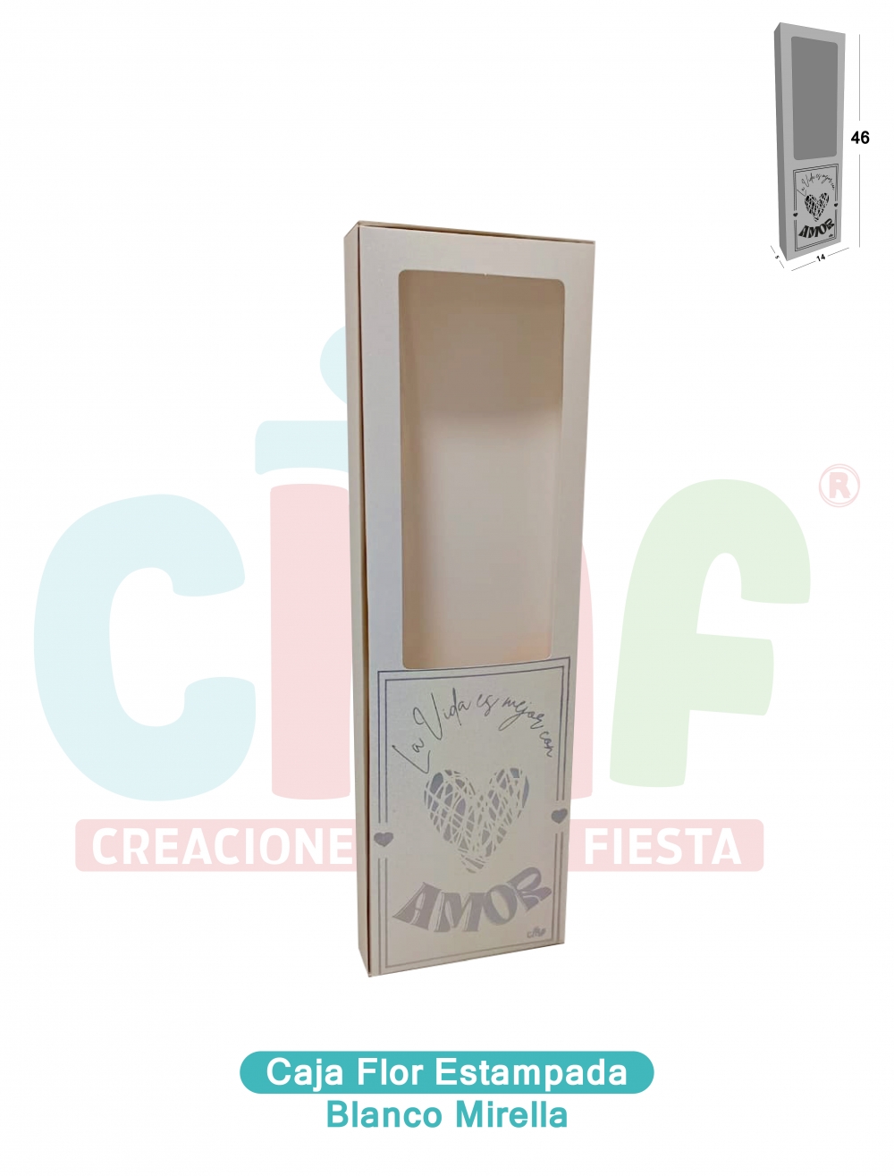 CAJA FLOR ESTAMPADA   MIRELLAS BLANCO