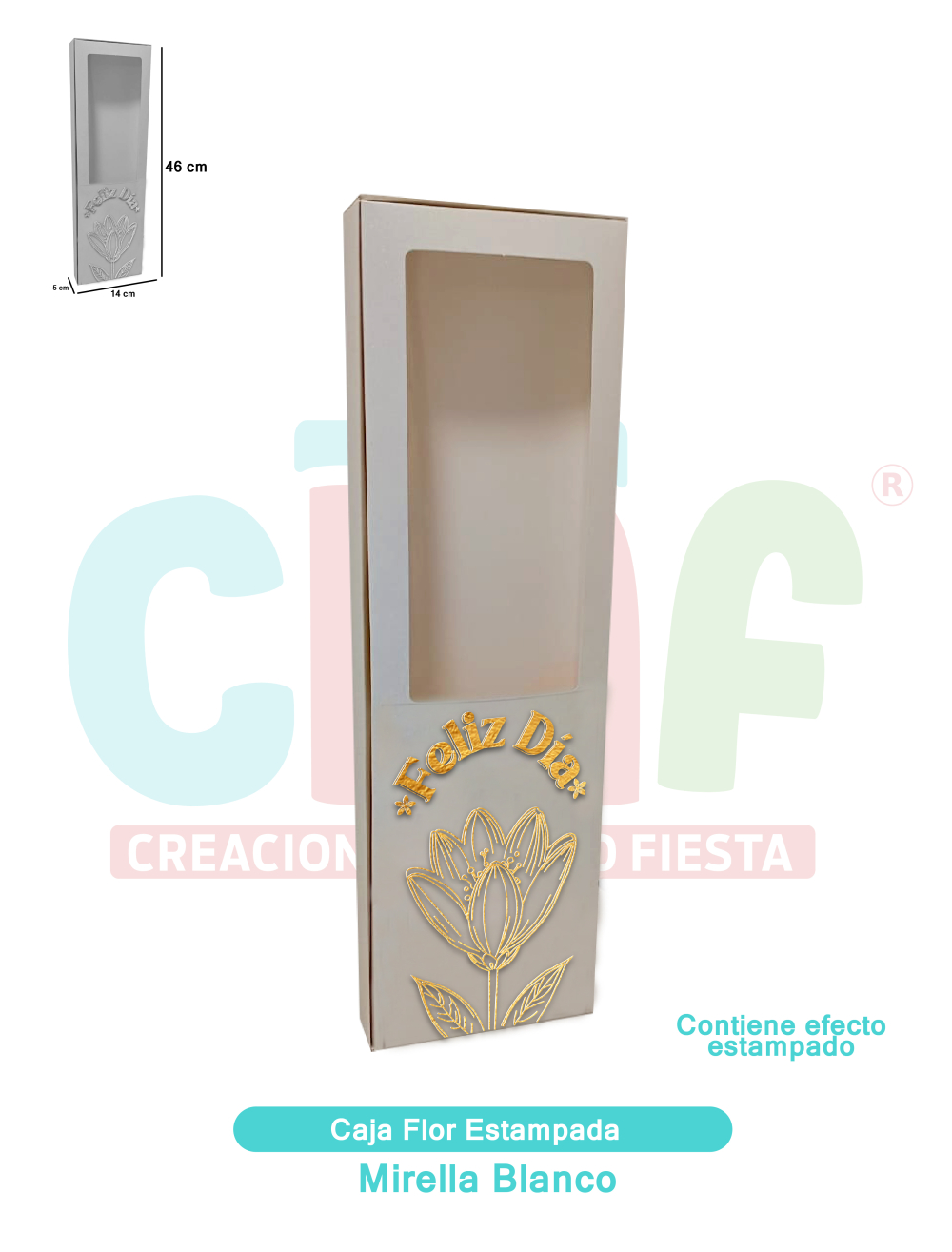 CAJA FLOR ESSENCIAL STAMPADA   MIRELLAS BLANCO