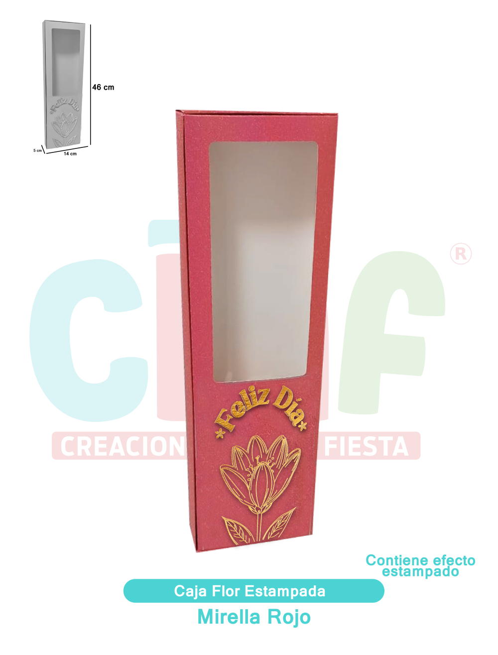CAJA FLOR ESSENCIAL STAMPADA   MIRELLA ROJO