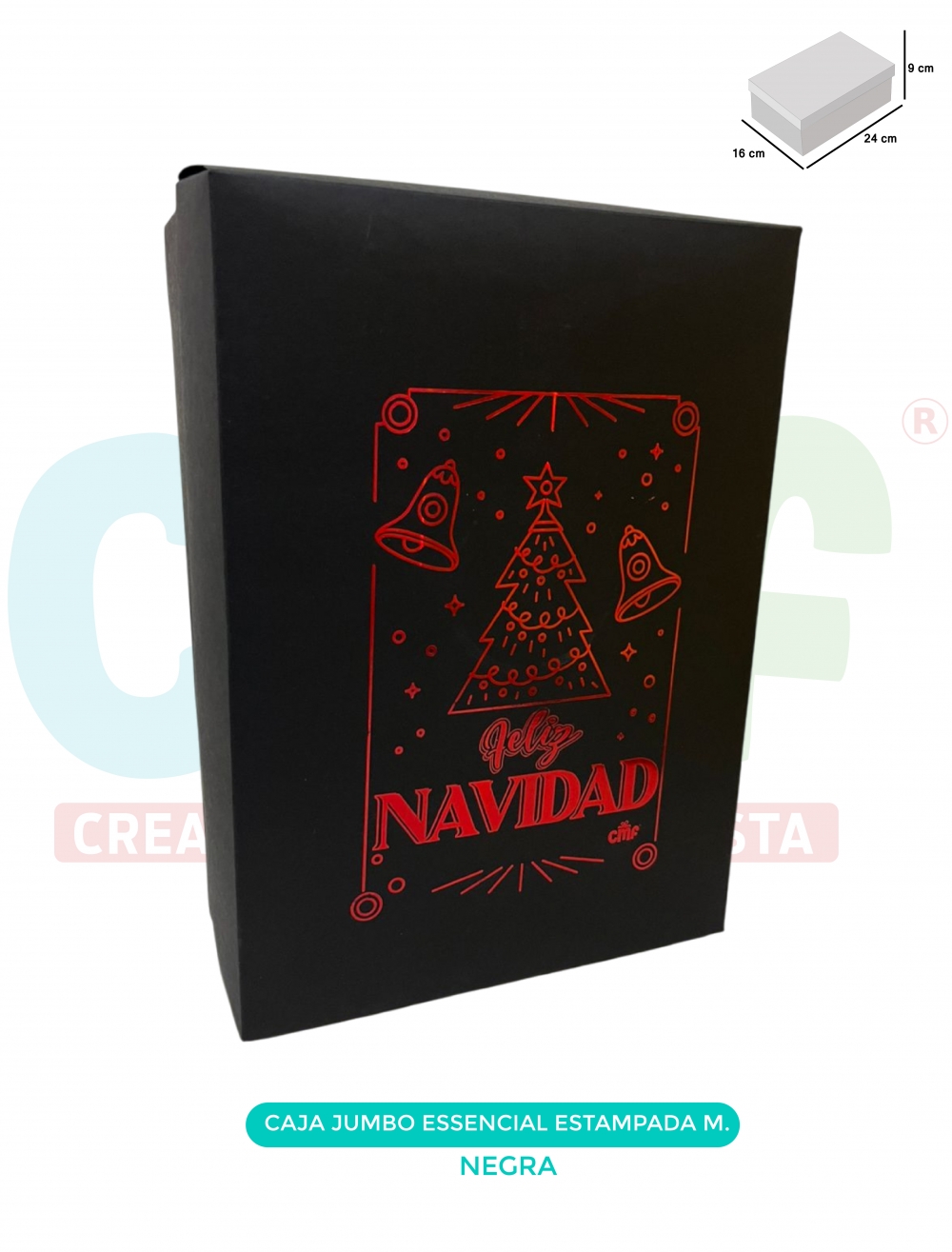 CAJA JUMBO MEDIANA ESSENCIAL ESTAMPADA  NEGRO