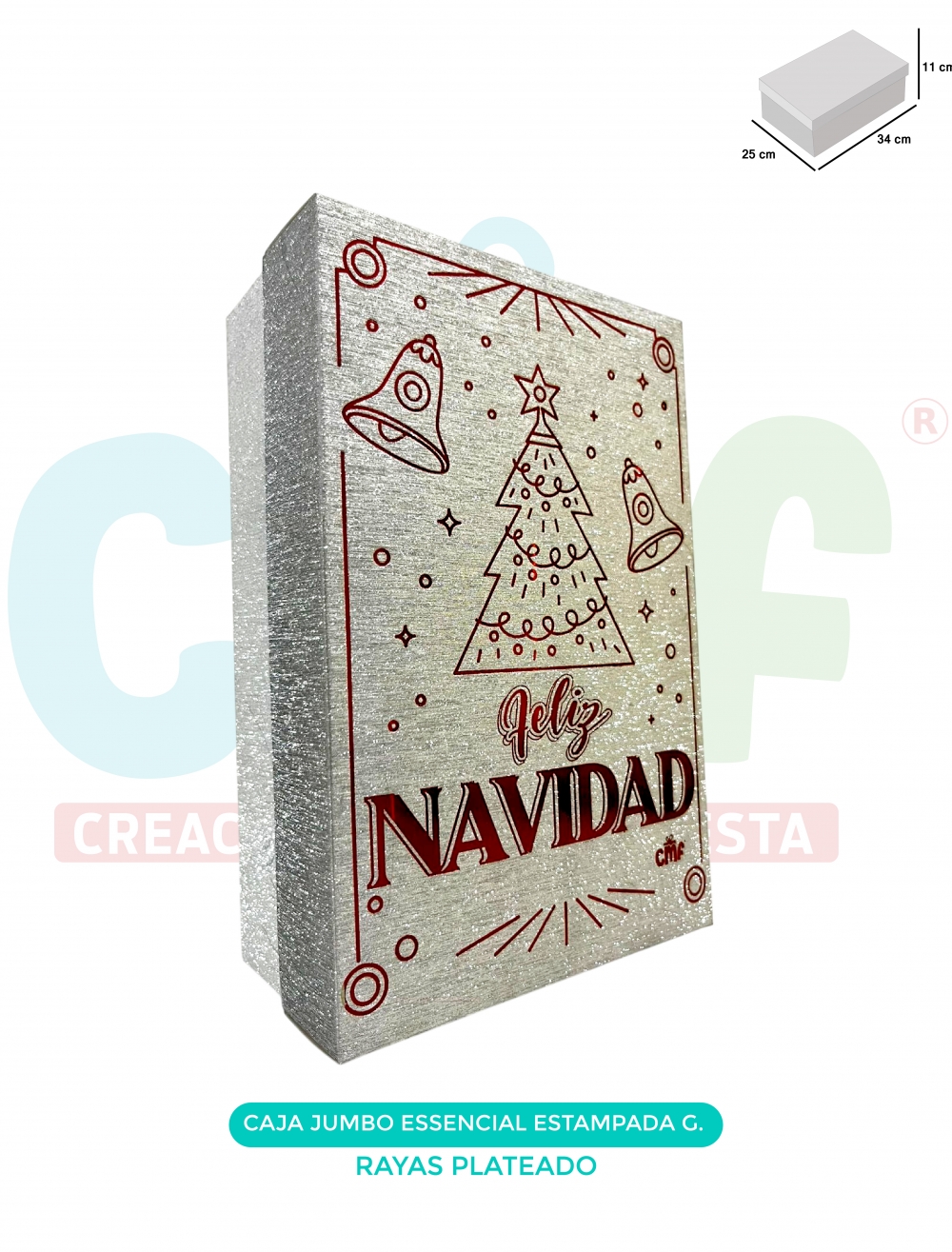 CAJA JUMBO GRANDE ESSENCIAL ESTAMPADA  RAYAS PLATEADO