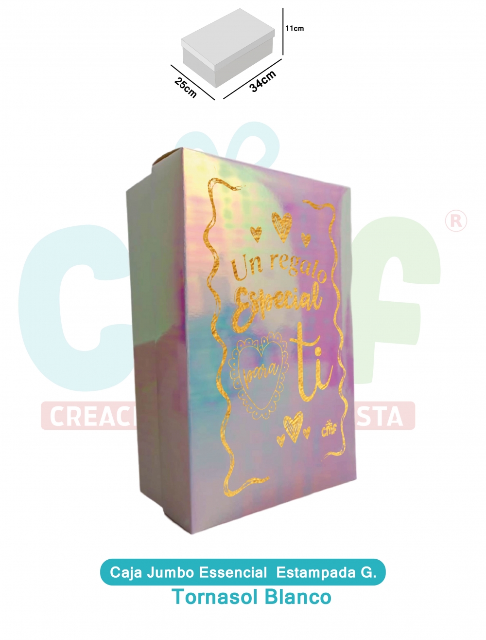 CAJA JUMBO GRANDE ESSENCIAL ESTAMPADA  TORNASOL BLANCO