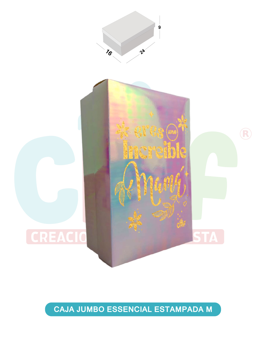 CAJA JUMBO MEDIANA ESSENCIAL ESTAMPADA  TORNASOL BLANCO