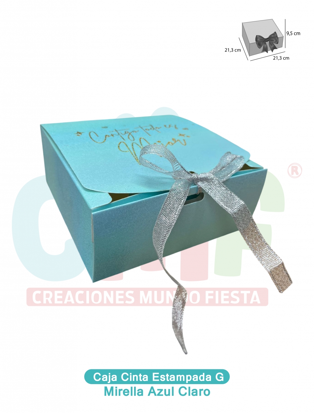 CAJA CINTA GRANDE ESSENCIAL ESTAMPADA  MIRELLA AZUL CLARO