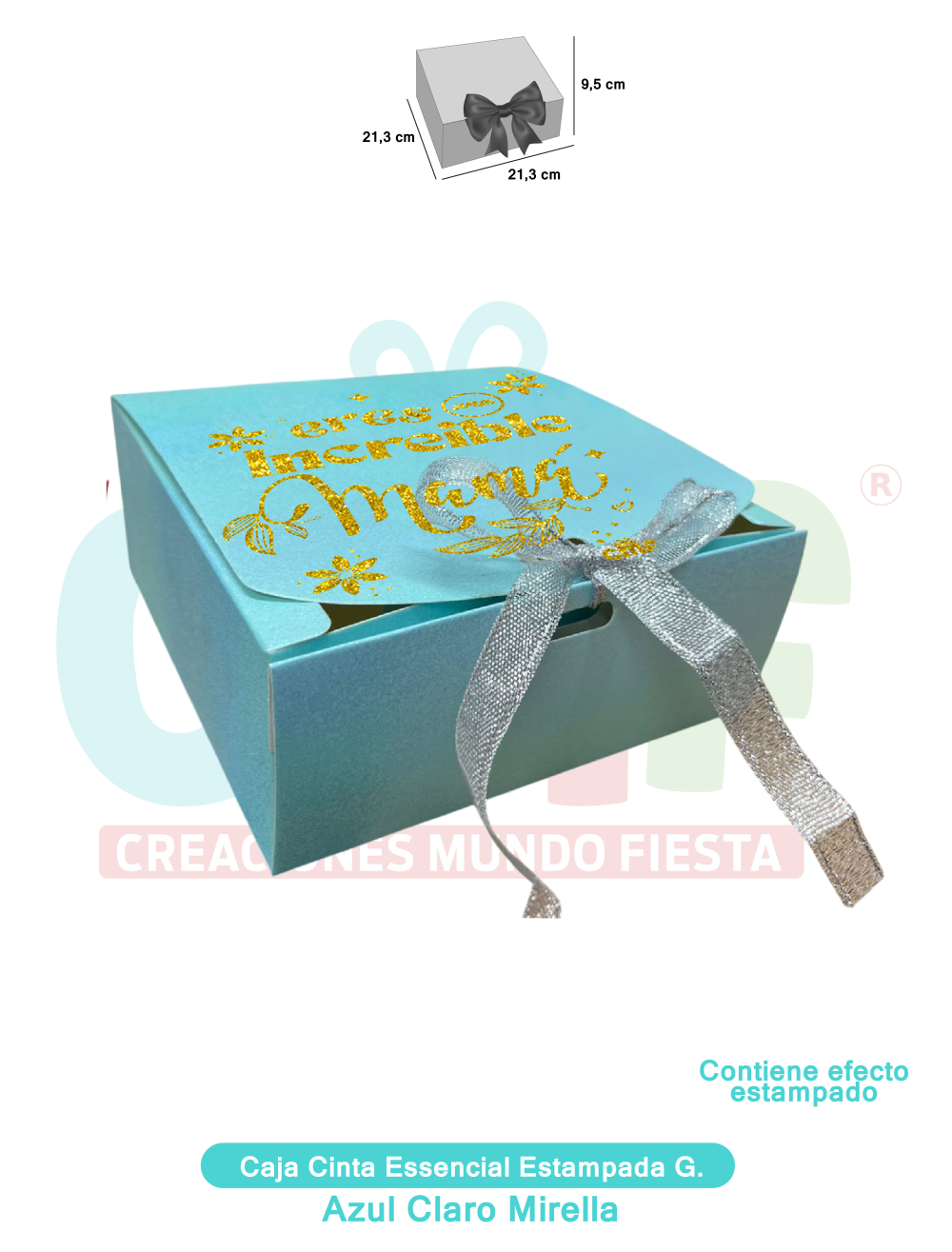 CAJA CINTA GRANDE ESSENCIAL ESTAMPADA  MIRELLA AZUL CLARO