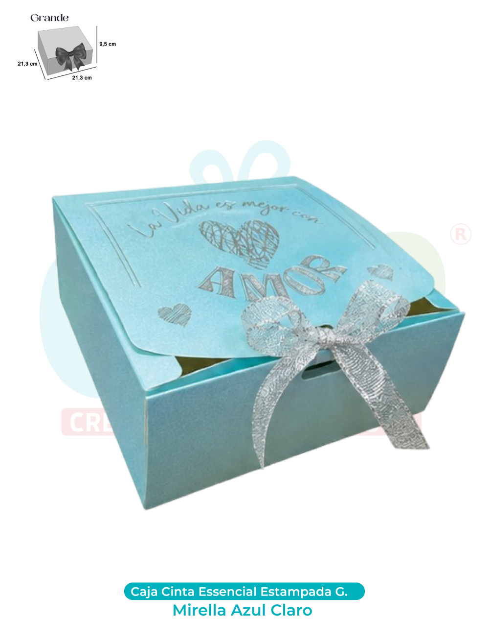 CAJA CINTA GRANDE ESSENCIAL ESTAMPADA  MIRELLA AZUL CLARO