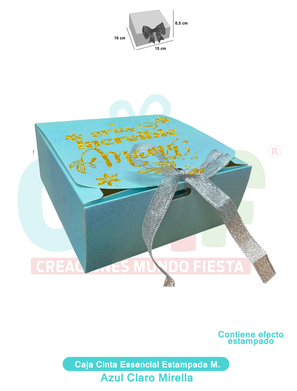CAJA CINTA MEDIANA ESSENCIAL ESTAMPADA  MIRELLA AZUL CLARO