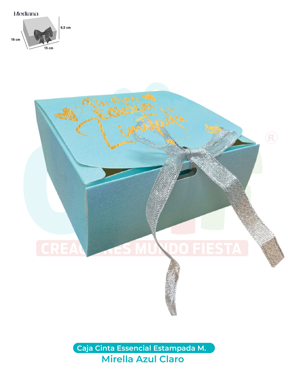 CAJA CINTA MEDIANA ESSENCIAL ESTAMPADA  MIRELLA AZUL CLARO