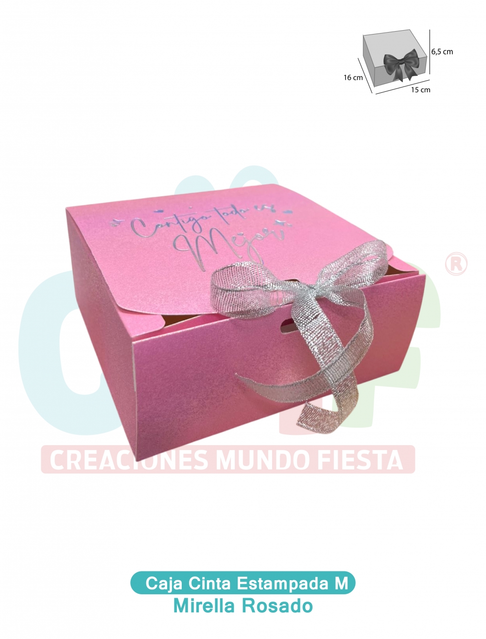CAJA CINTA MEDIANA ESSENCIAL ESTAMPADA  MIRELLA ROSADO