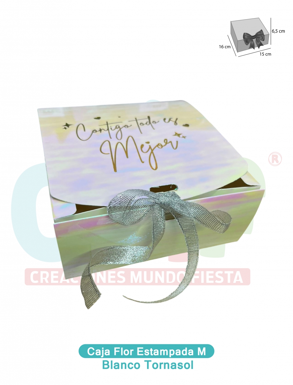 CAJA CINTA MEDIANA ESSENCIAL ESTAMPADA  TORNASOL BLANCO