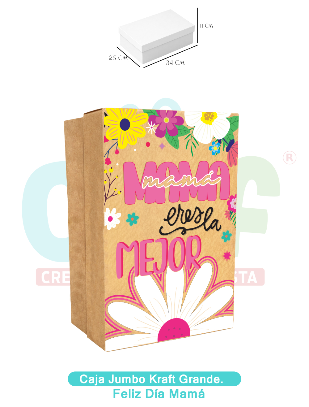CAJA JUMBO KRAFT COLOR GRANDE   FELIZ DÍA MAMA