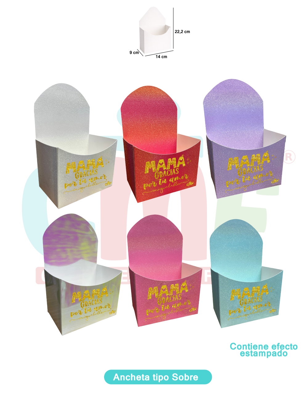 ANCHETA TIPO SOBRE X6 UND  DIA DE LA MADRE