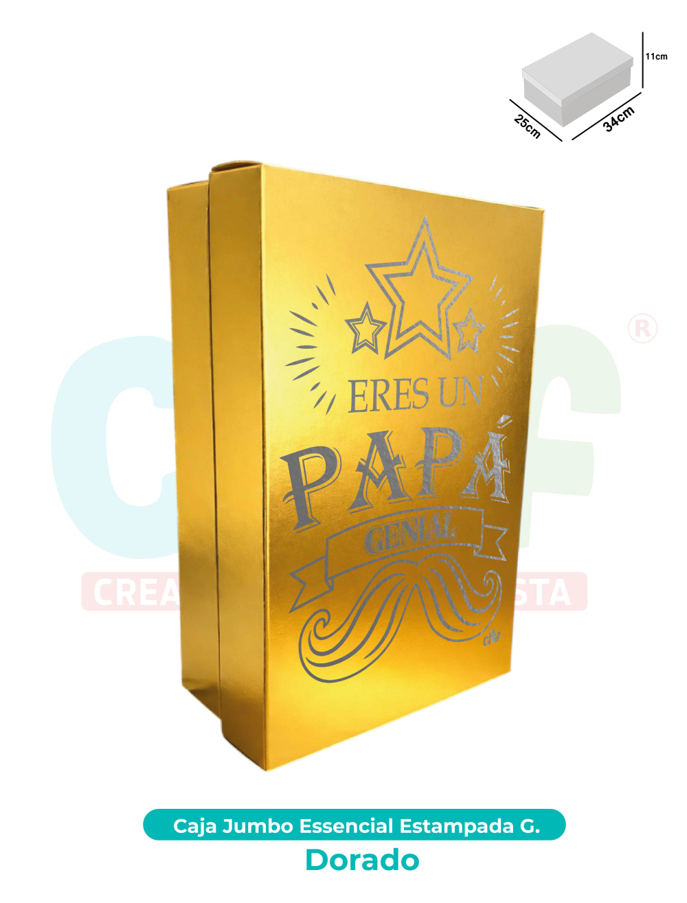 CAJA JUMBO GRANDE ESSENCIAL ESTAMPADA  DORADO