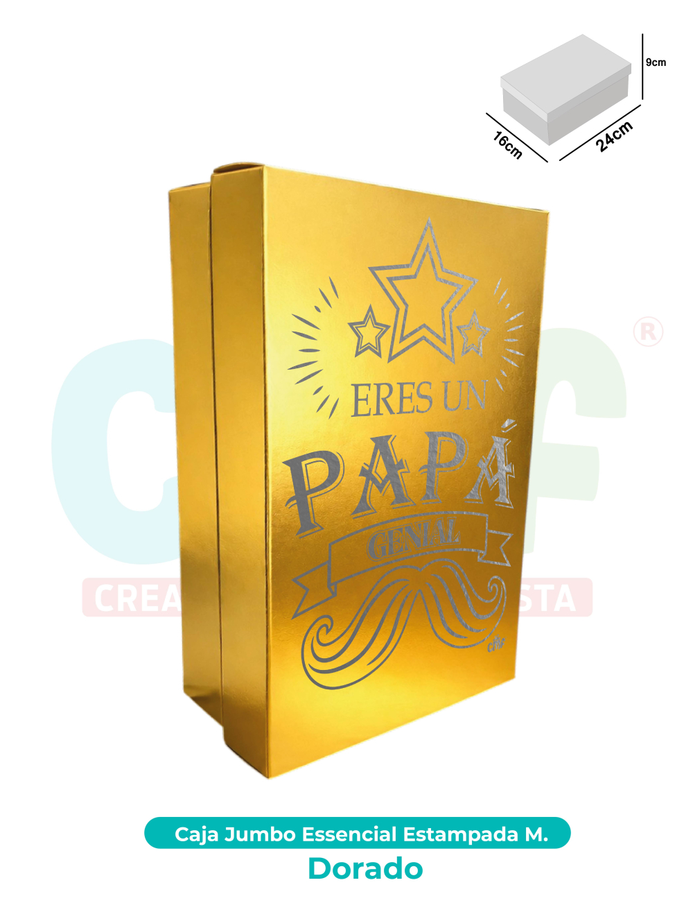 CAJA JUMBO MEDIANA ESSENCIAL ESTAMPADA  DORADO
