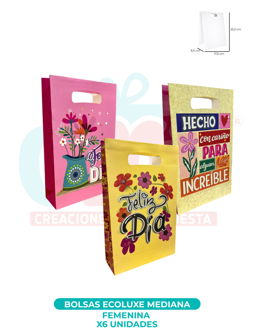 BOLSAS ECOLUXE MEDIANA X6 UNDS  FEMENINA