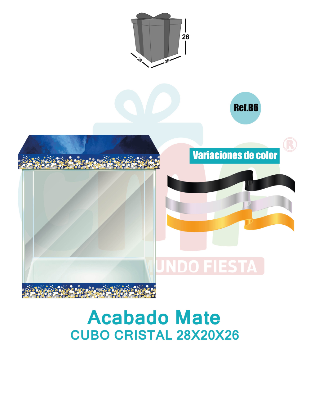 CAJA CUBO CRISTAL GRANDE 28X20X26  B6