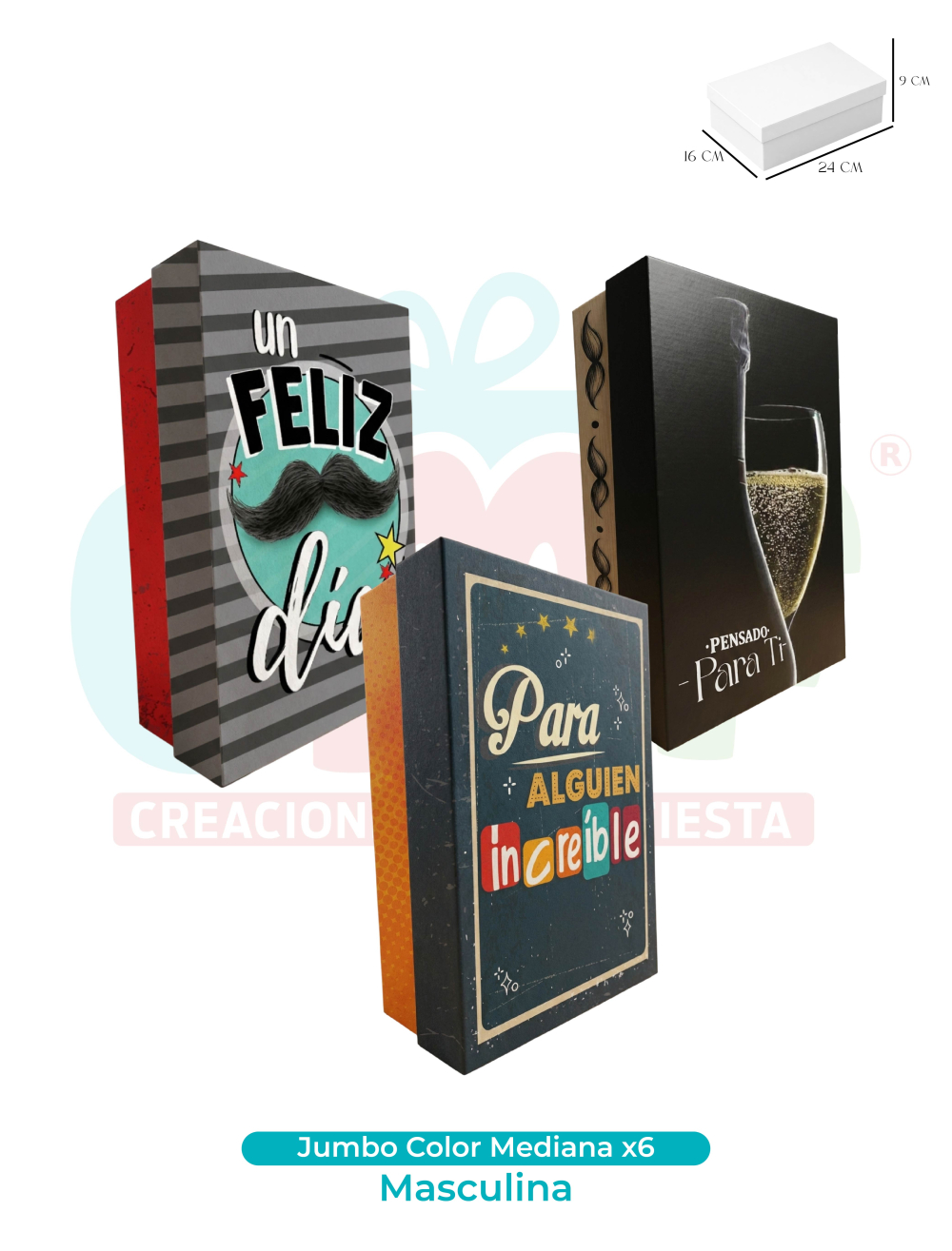 CAJA JUMBO COLOR MEDIANA X6  MASCULINOS