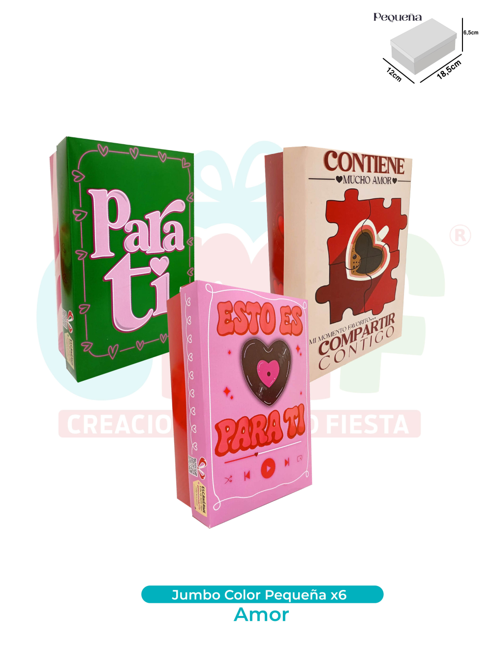CAJA JUMBO COLOR PEQUEÑA X6  AMOR