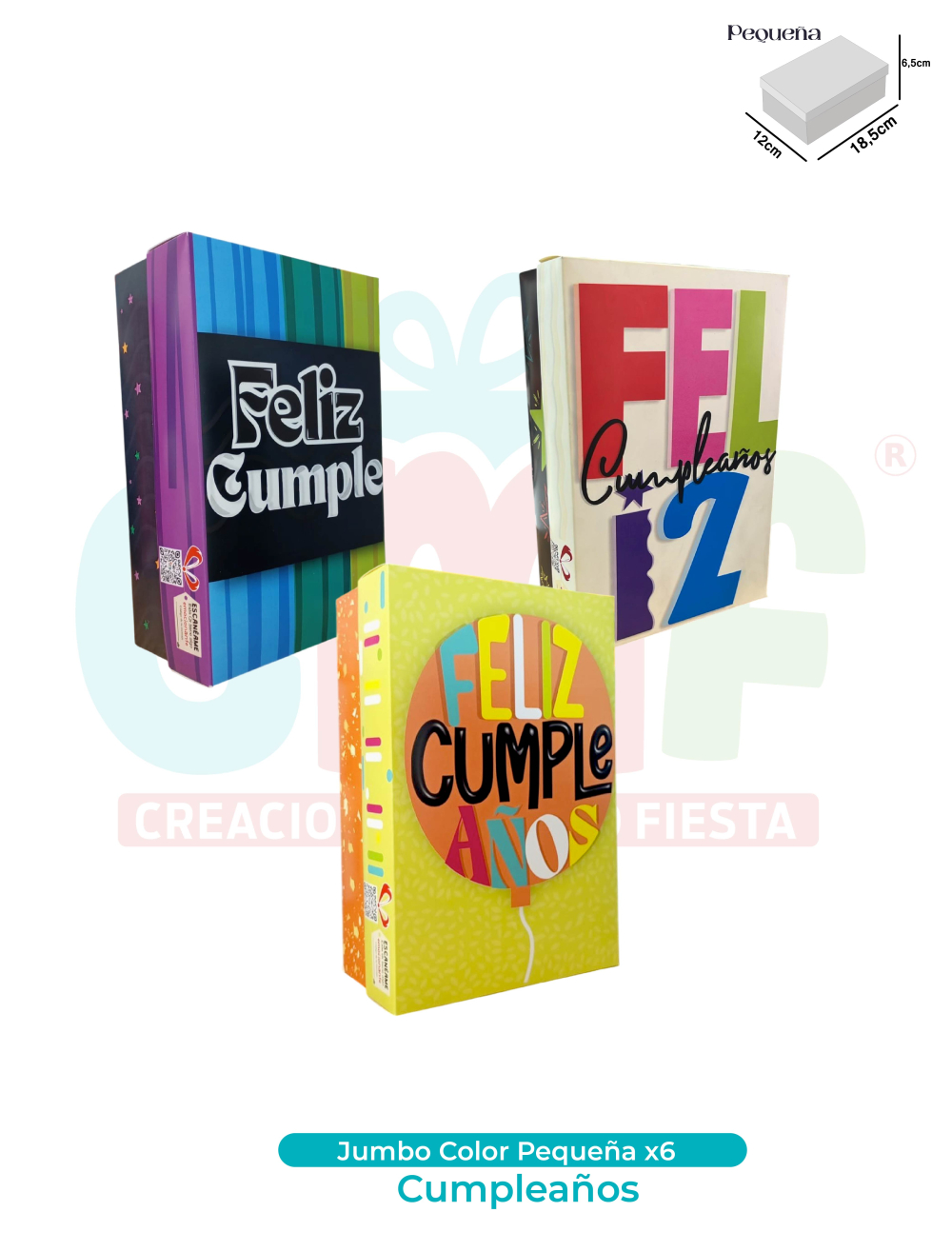 CAJA JUMBO COLOR PEQUEÑA X6  CUMPLEAÑOS