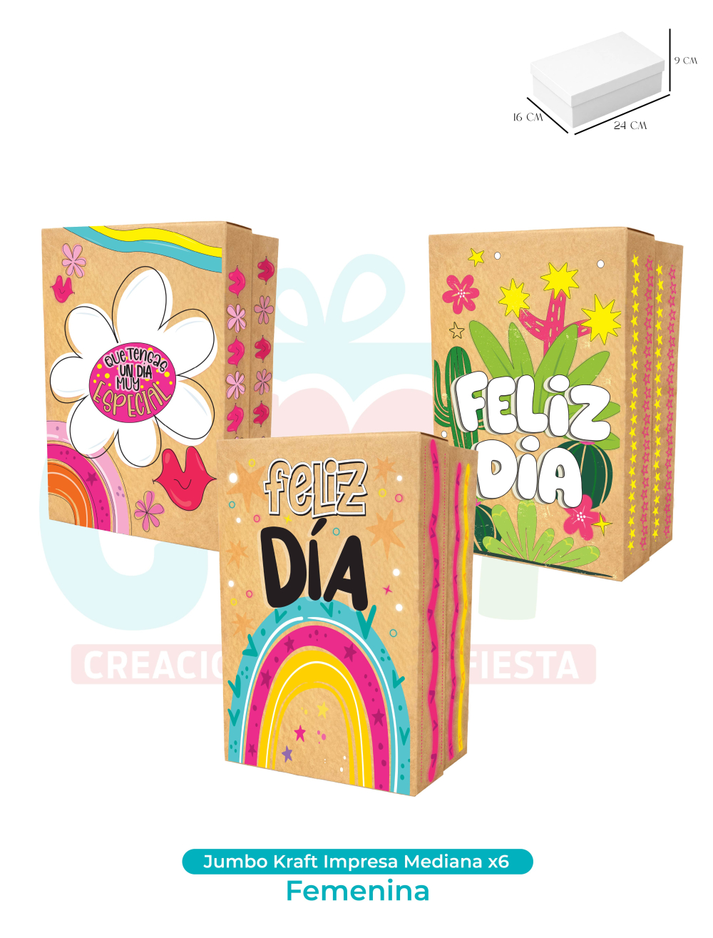 CAJA JUMBO KRAFT IMPRESA MEDIANA X6  FEMENINA