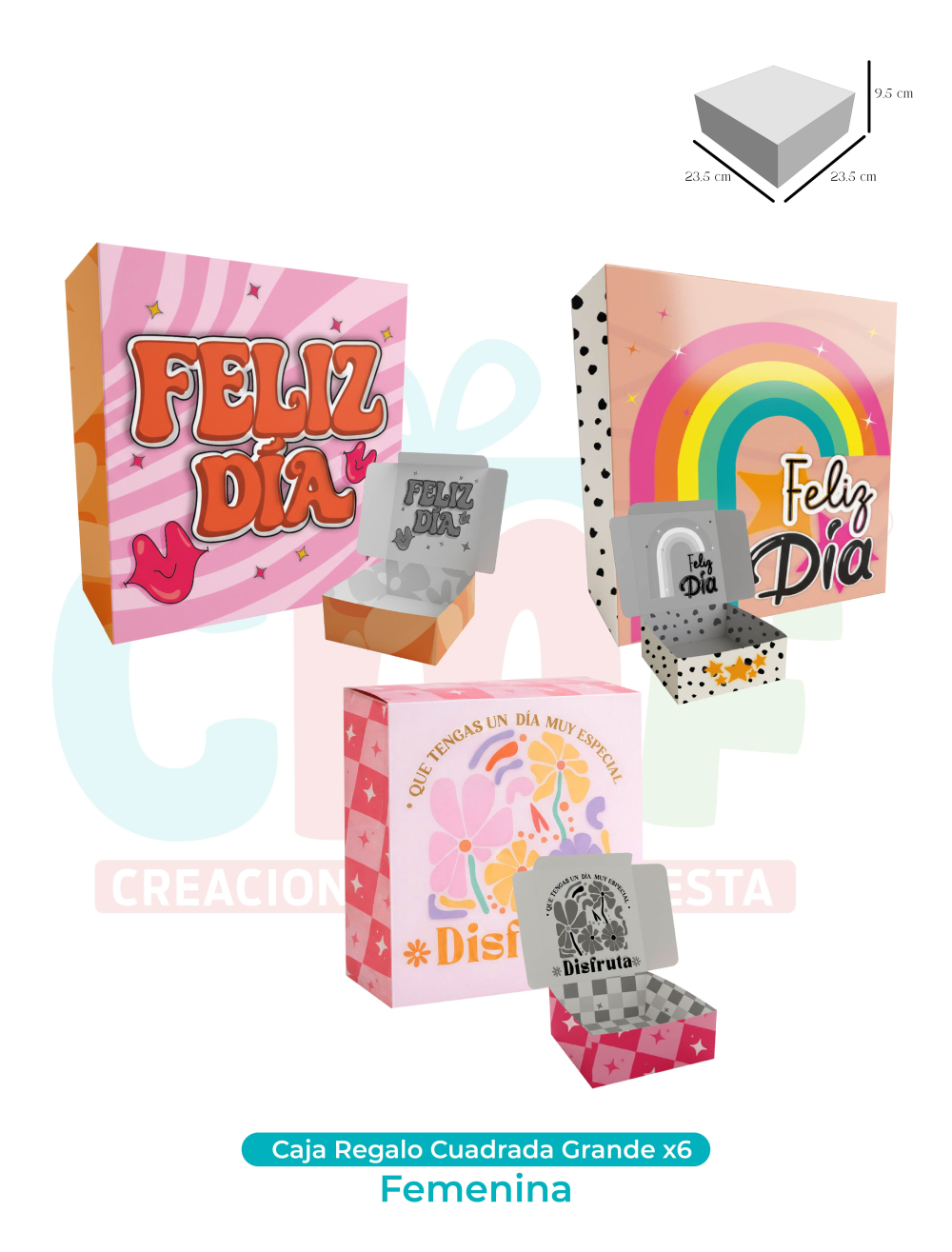 CAJA REGALO CUADRADA GRANDE X6  FEMENINA
