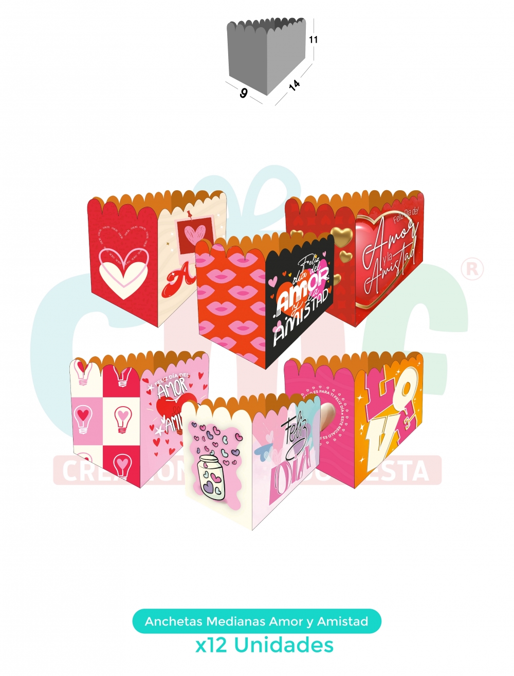 BASE ANCHETA MEDIANA X12 MEDIANA AMOR Y AMISTAD