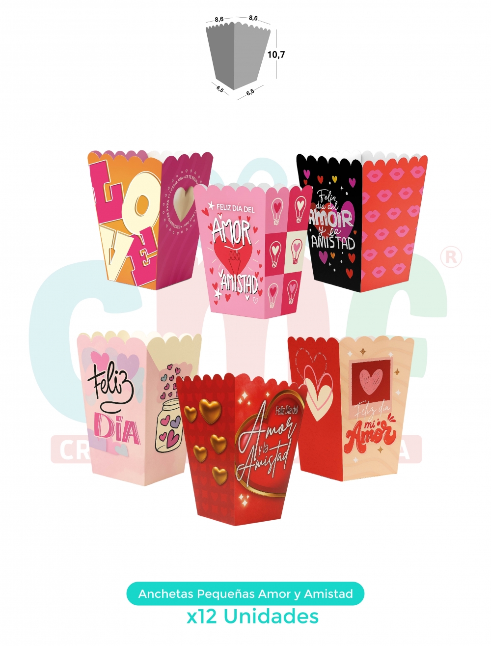 BASE ANCHETA PEQUEÑA X12 PEQUEÑA AMOR Y AMISTAD