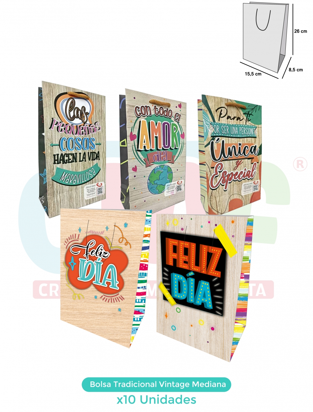 BOLSA REGALO TRADICIONAL MEDIANA X10 MEDIANA VINTAGE