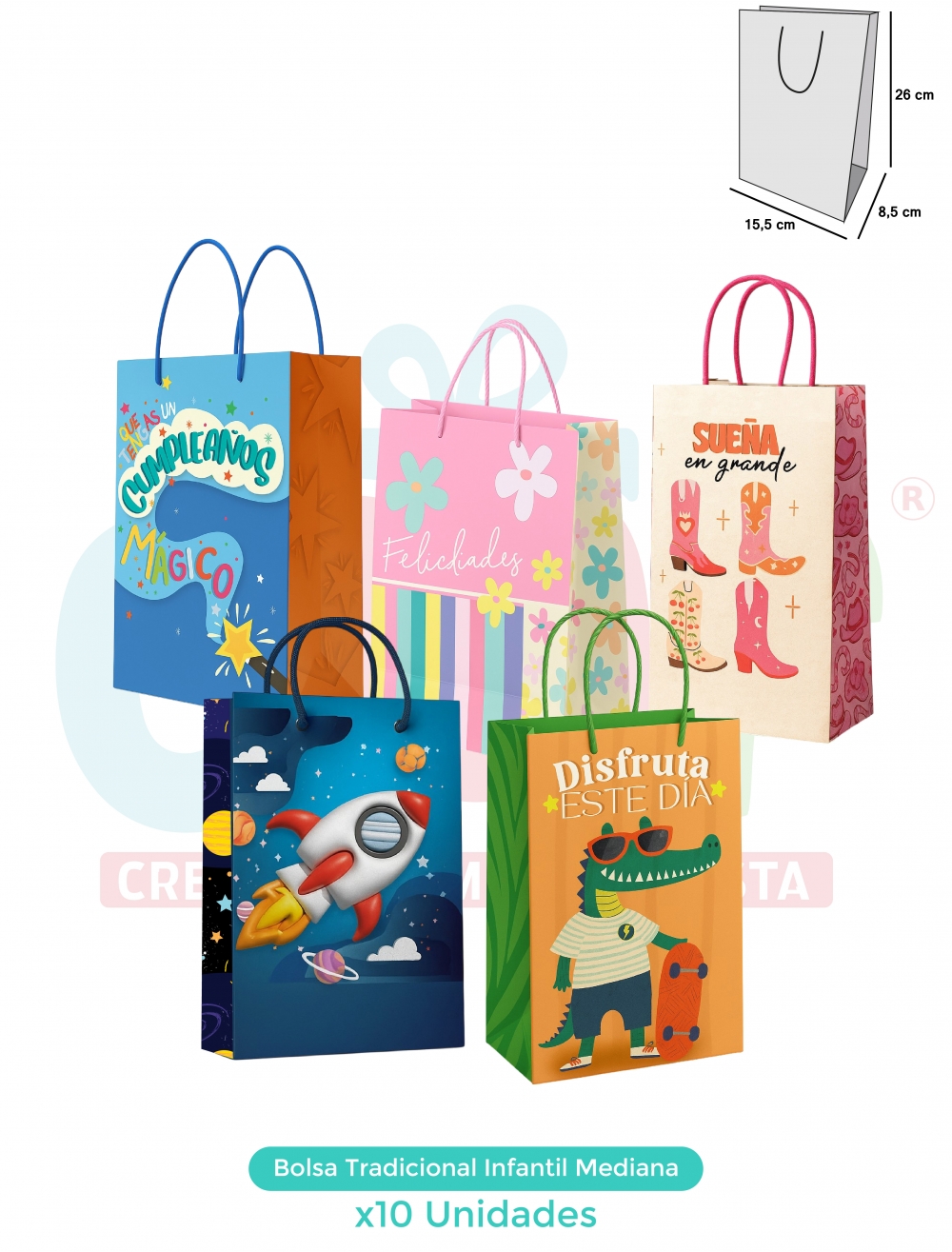 BOLSA REGALO TRADICIONAL MEDIANA X10 MEDIANA INFANTIL